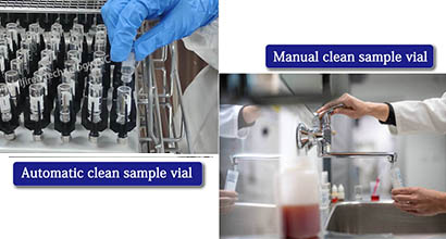 cleaning sample vial